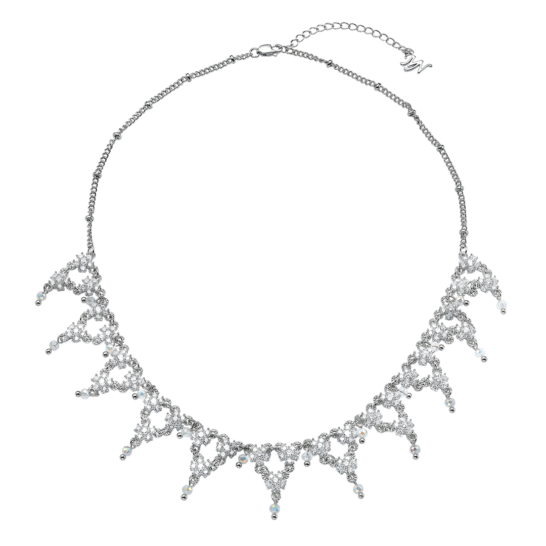 Rhodium-plated gold necklace with zircons Volver 