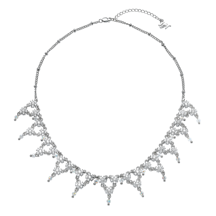 Rhodium-plated gold necklace with zircons Volver 