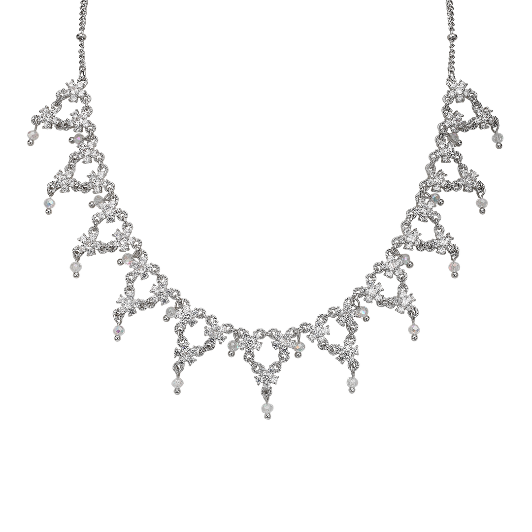 Rhodium Plated Necklace with Zirconia - Volver