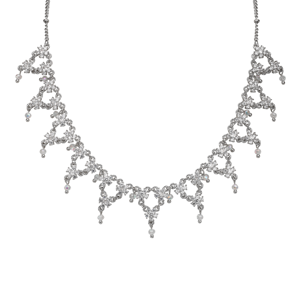 Rhodium Plated Necklace with Zirconia - Volver