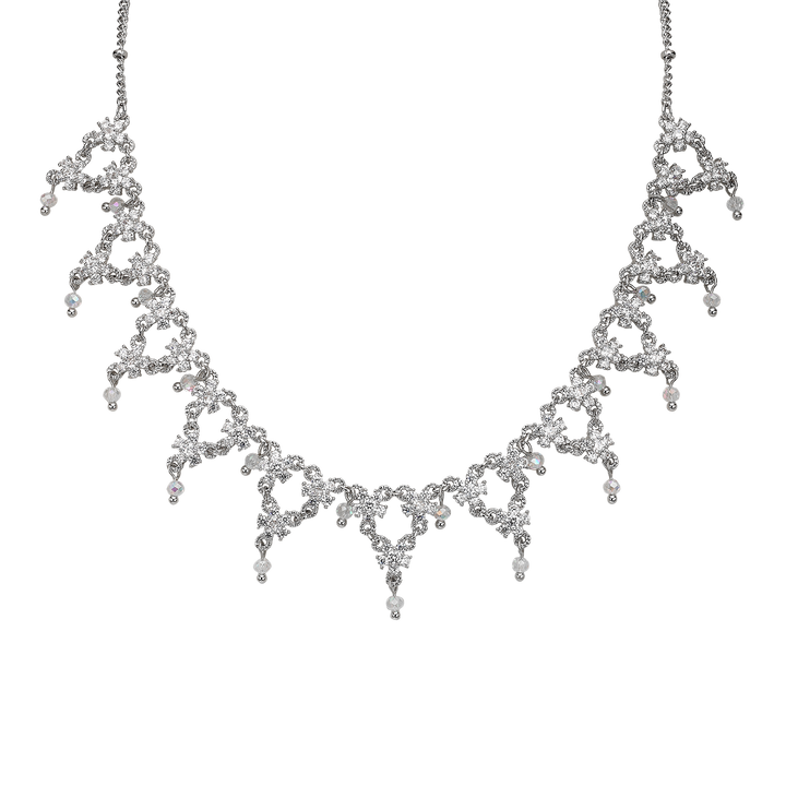 Rhodium Plated Necklace with Zirconia - Volver