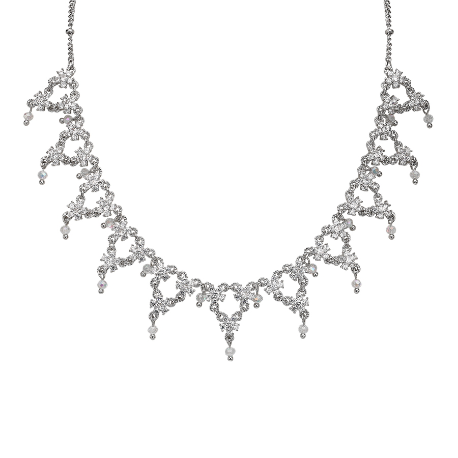 Rhodium Plated Necklace with Zirconia - Volver