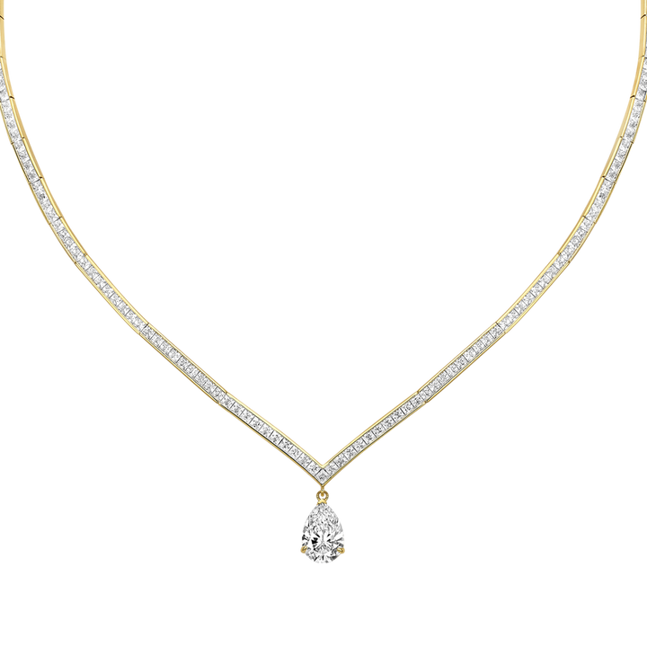 18K Gold Plated Tennis Necklace with Clear Zirconia - Treasure