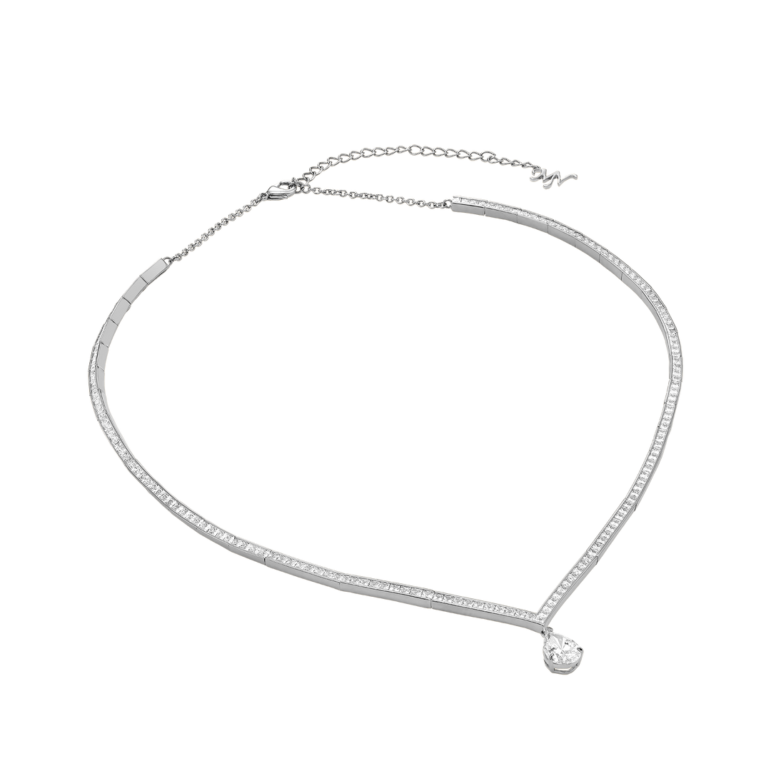 Treasure rhodium-plated tennis necklace with zircons 