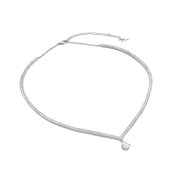 Treasure rhodium-plated tennis necklace with zircons 