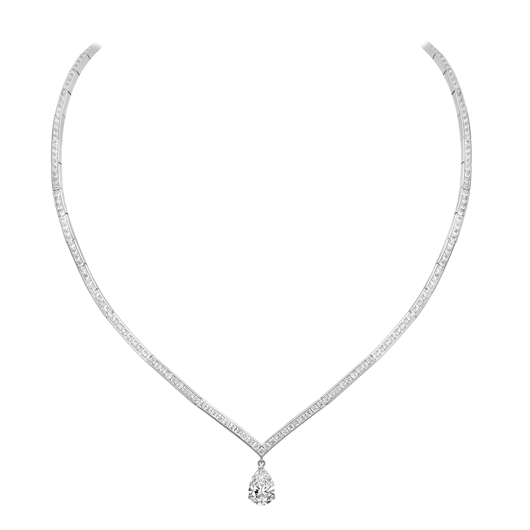 Treasure rhodium-plated tennis necklace with zircons 