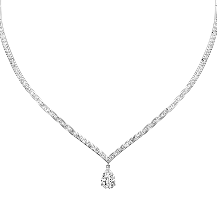 Rhodium Plated Tennis Necklace with Zirconia - Treasure