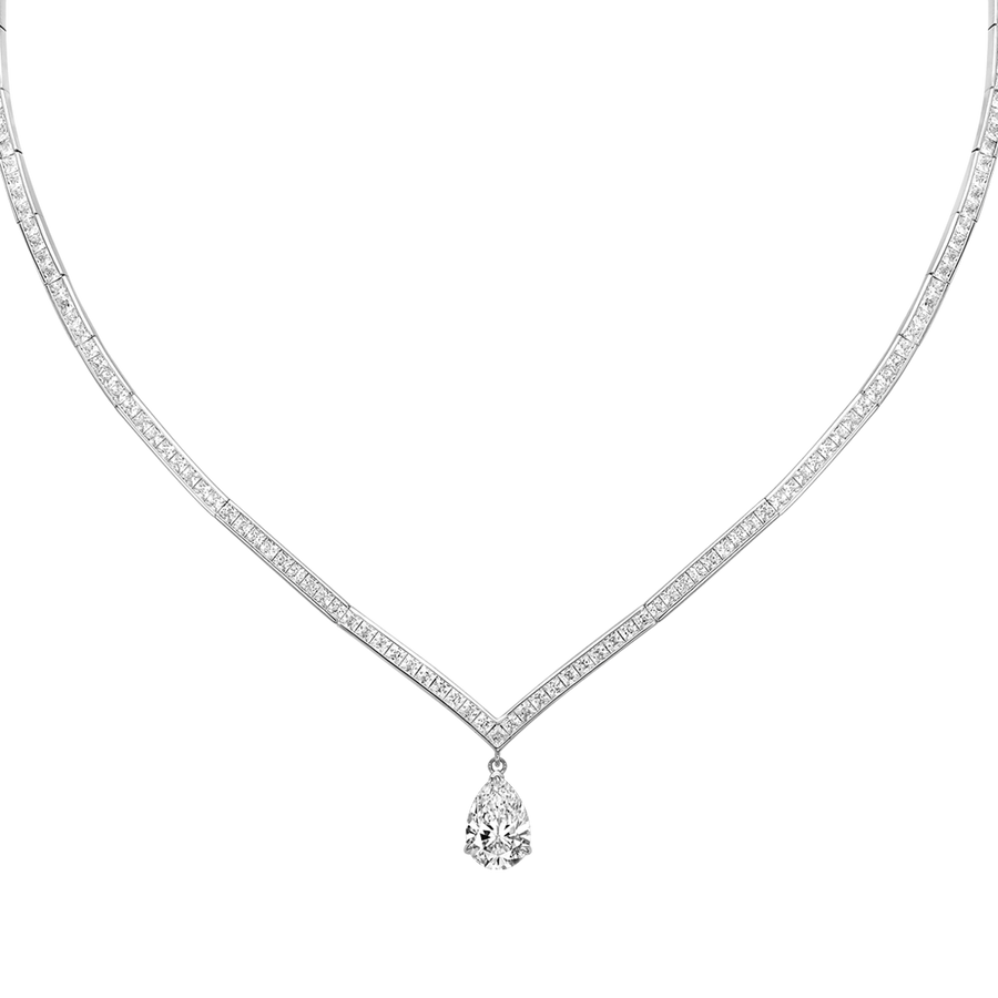 Rhodium Plated Tennis Necklace with Zirconia - Treasure
