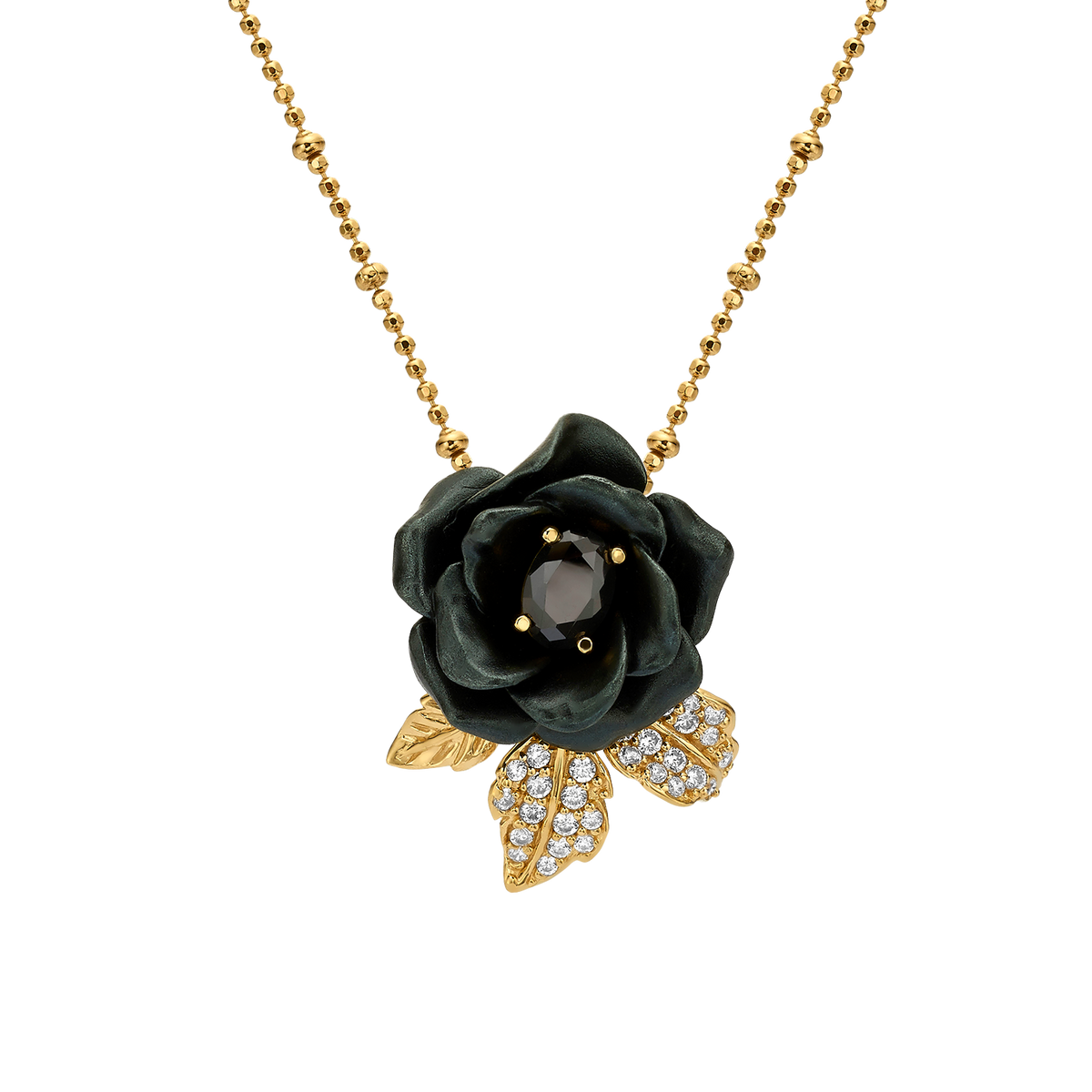 Necklace with Pendant & Nano Spinel with Enamel Finish - Monarchy