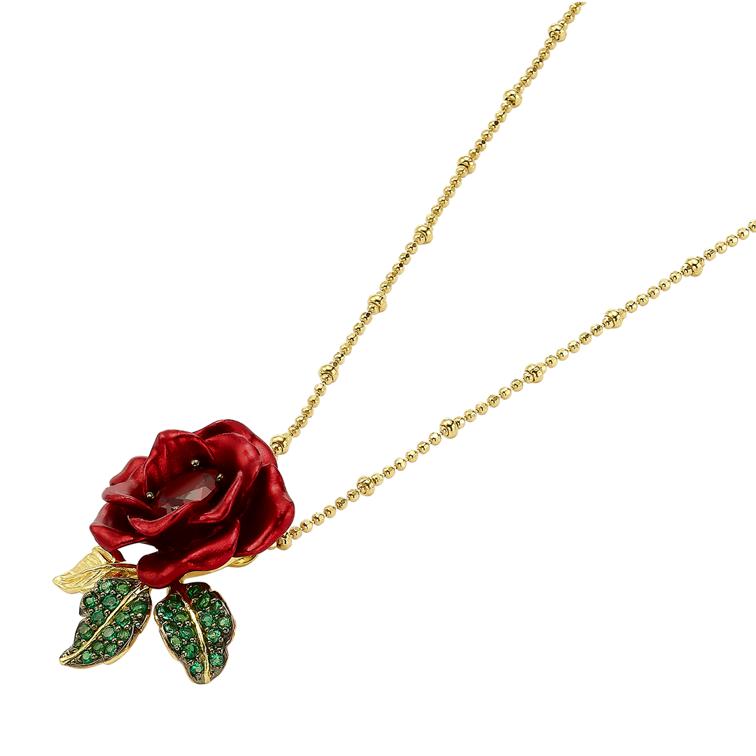 Necklace with a pendant embedded with nano-sitta ruby ​​and enamel finish Monarchy 