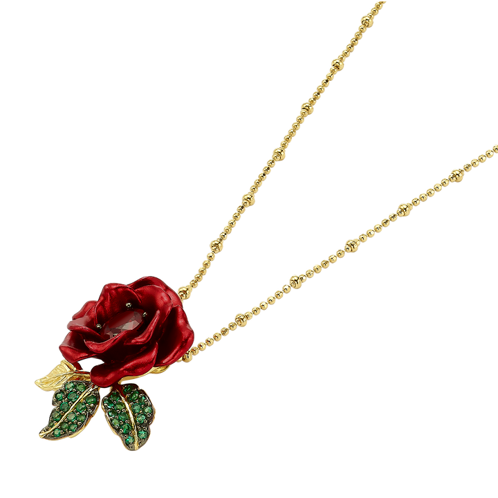 Necklace with a pendant embedded with nano-sitta ruby ​​and enamel finish Monarchy 