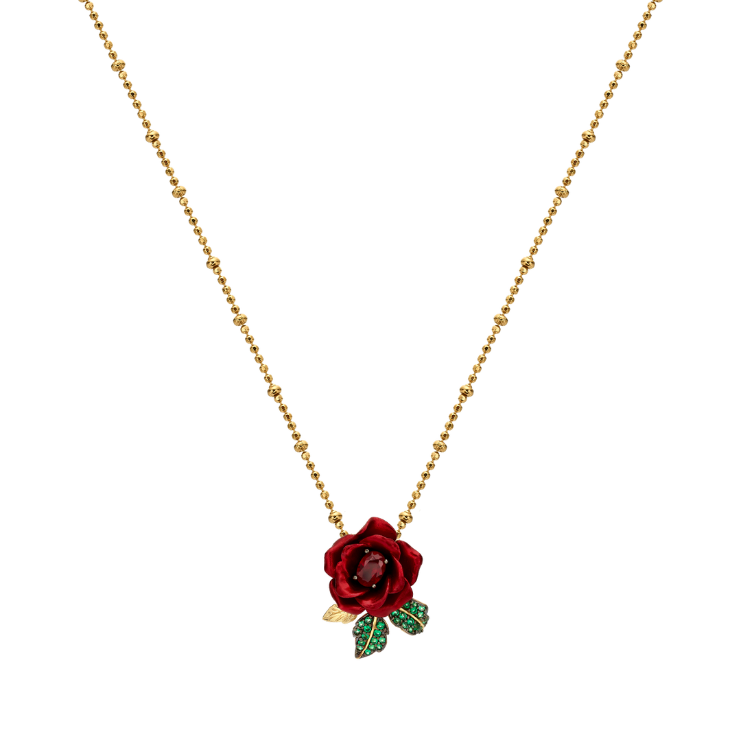 Necklace with a pendant embedded with nano-sitta ruby ​​and enamel finish Monarchy 