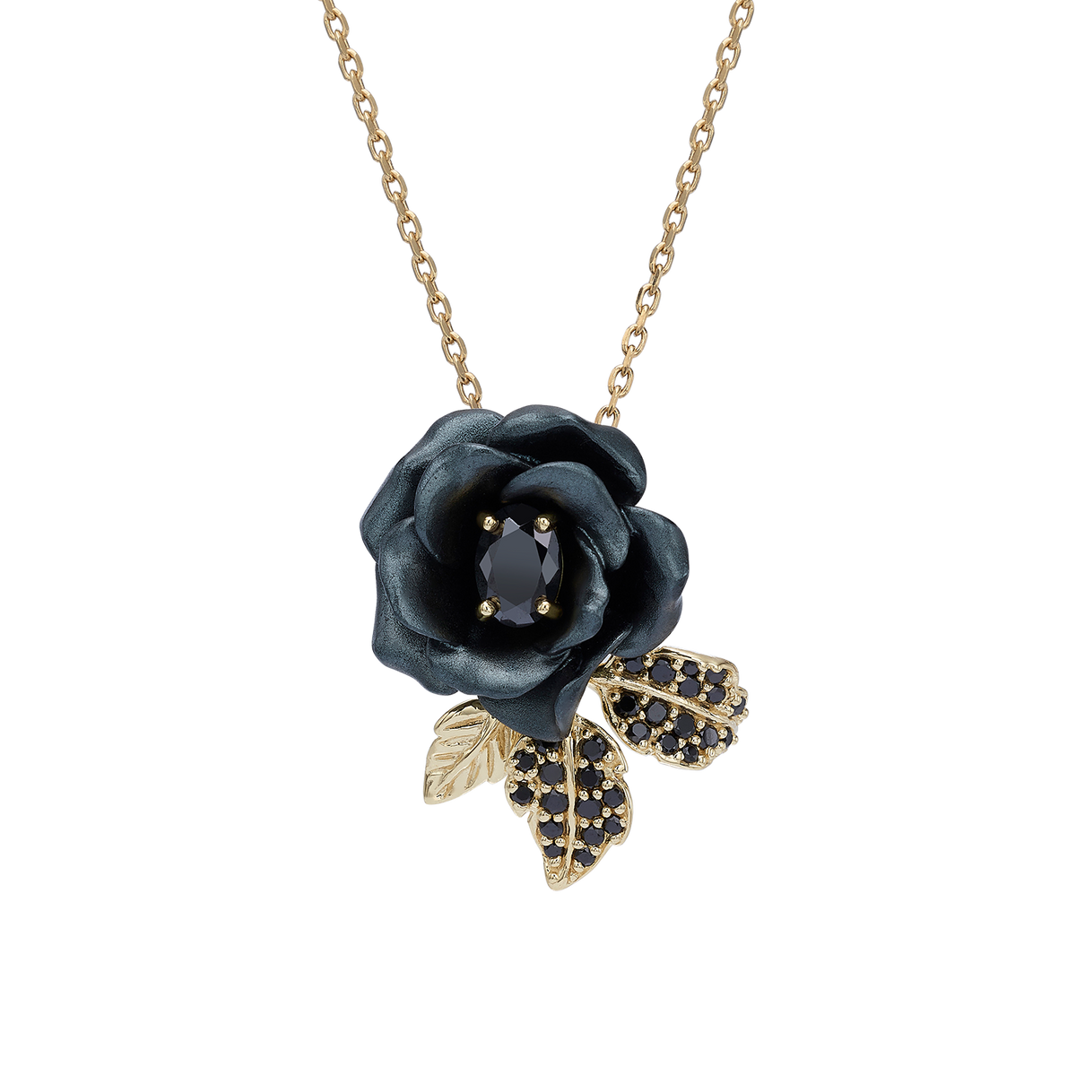 Necklace with Nano Spinel Pendant & Enamel Finish - Monarchy