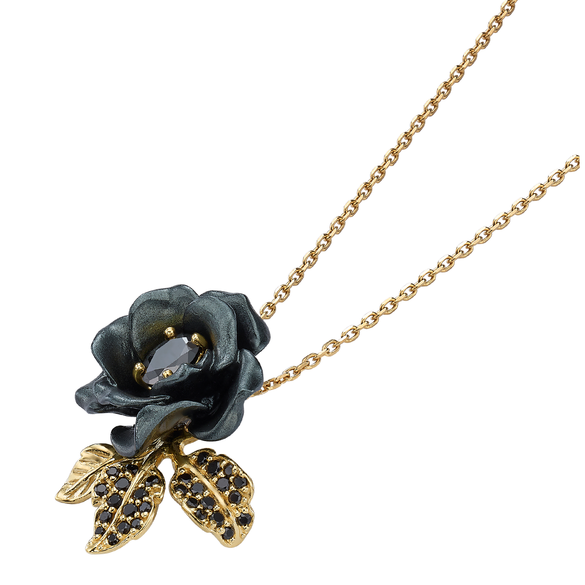 Necklace with Nano Spinel Pendant & Enamel Finish - Monarchy - 4