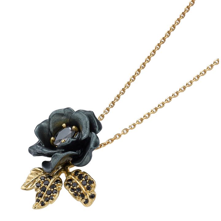 Necklace with Nano Spinel Pendant &amp; Enamel Finish - Monarchy - 4