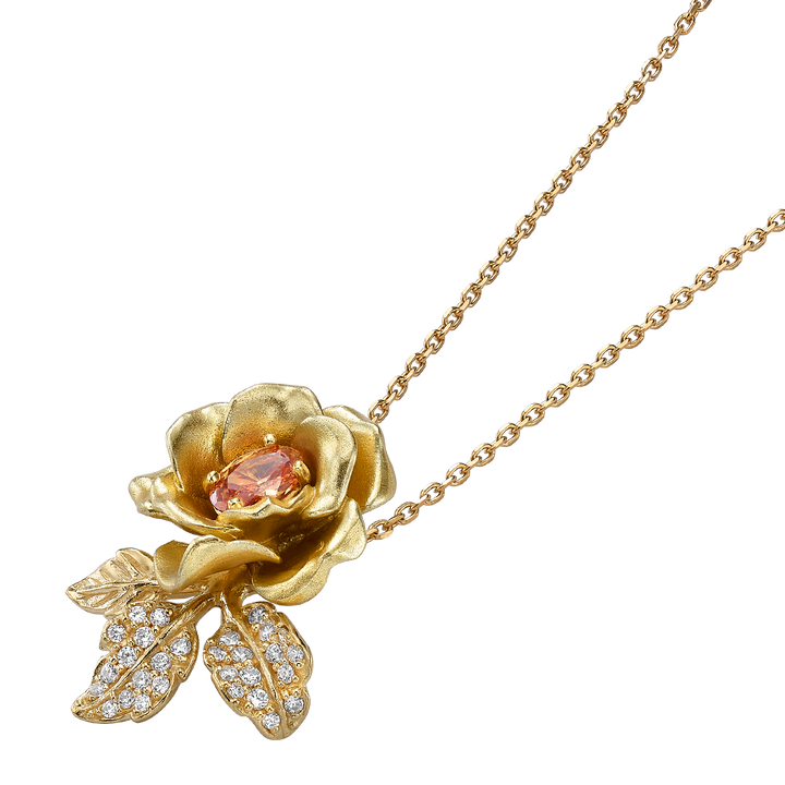 Gold Plated Pendant Necklace with Nano Champagne &amp; Enamel Finish - Monarchy - 3