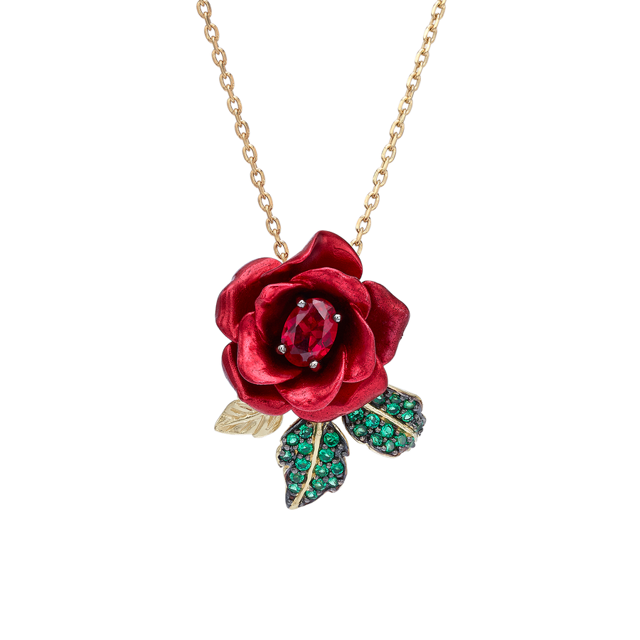 Necklace with Nano Ruby Pendant & Enamel Finish - Monarchy
