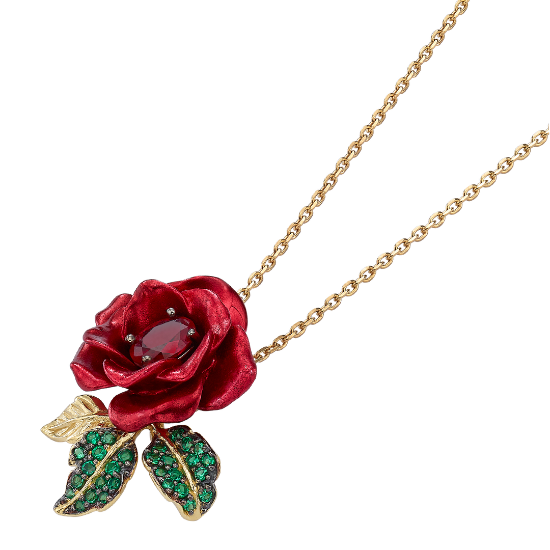 Necklace with Nano Ruby Pendant &amp; Enamel Finish - Monarchy - 4