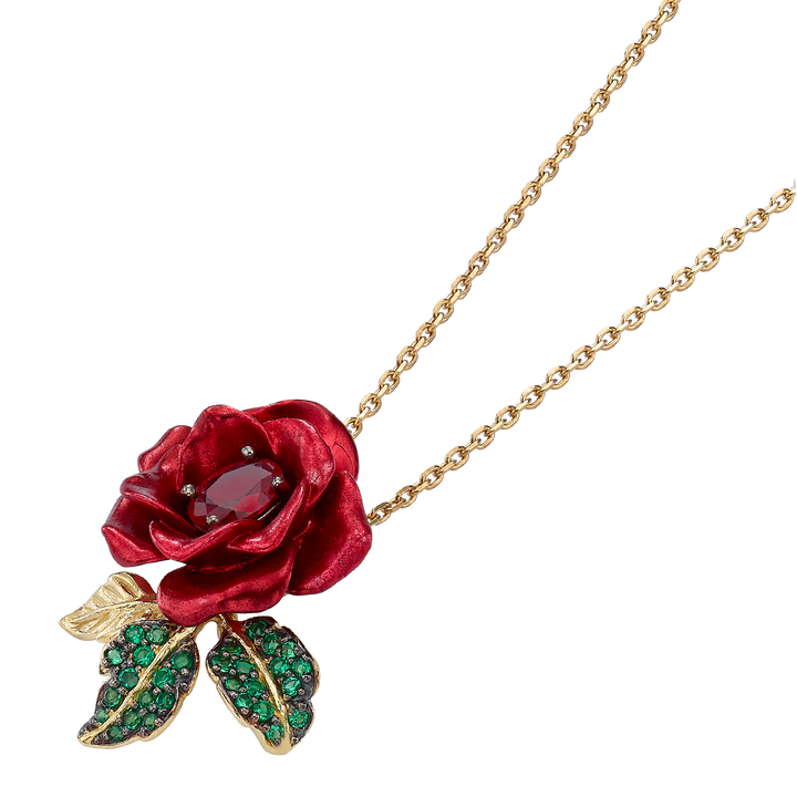 Necklace with Nano Ruby Pendant &amp; Enamel Finish - Monarchy - 4