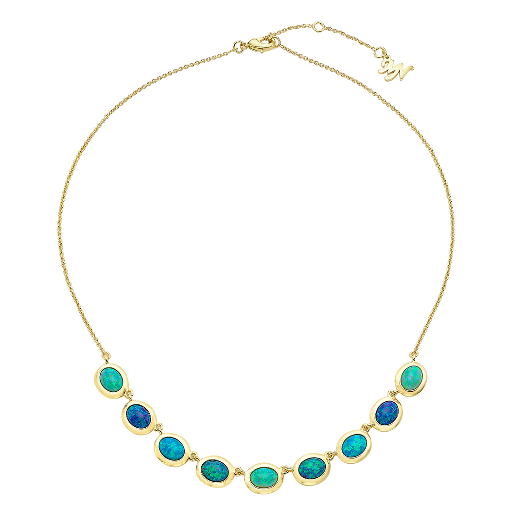 18K/24K Gold Plated Necklace with Mixed Synthetic Opal - Mare - 3