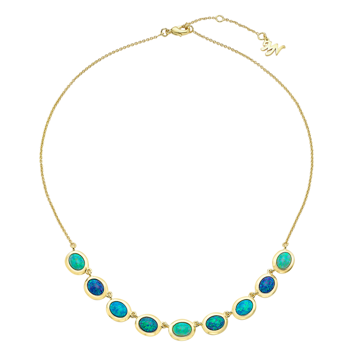18K/24K Gold Plated Necklace with Mixed Synthetic Opal - Mare - 3