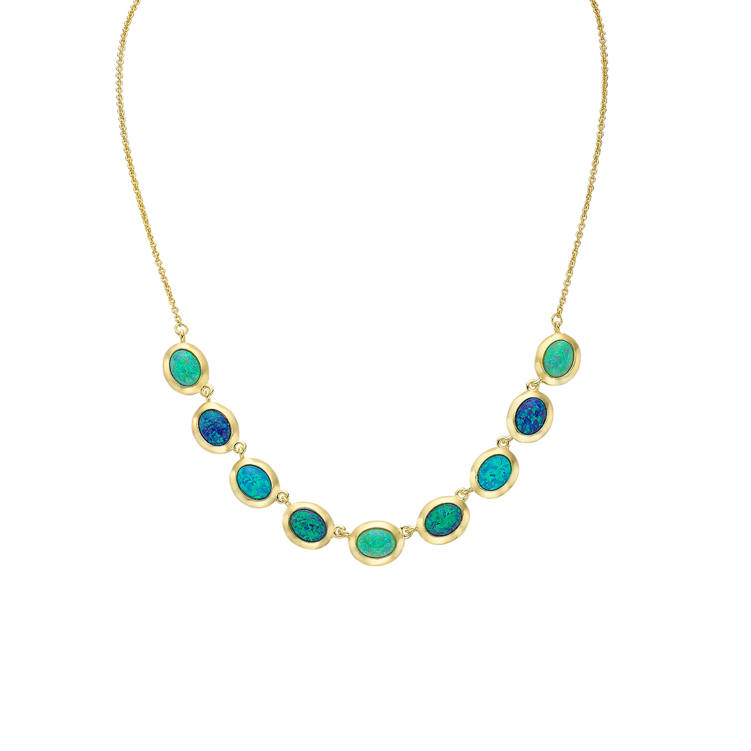 18K/24K Gold Plated Necklace with Mixed Synthetic Opal - Mare