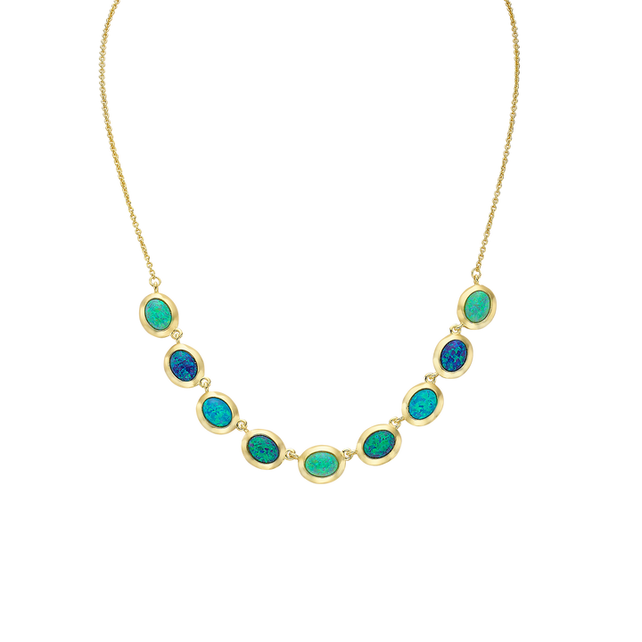 18K/24K Gold Plated Necklace with Mixed Synthetic Opal - Mare