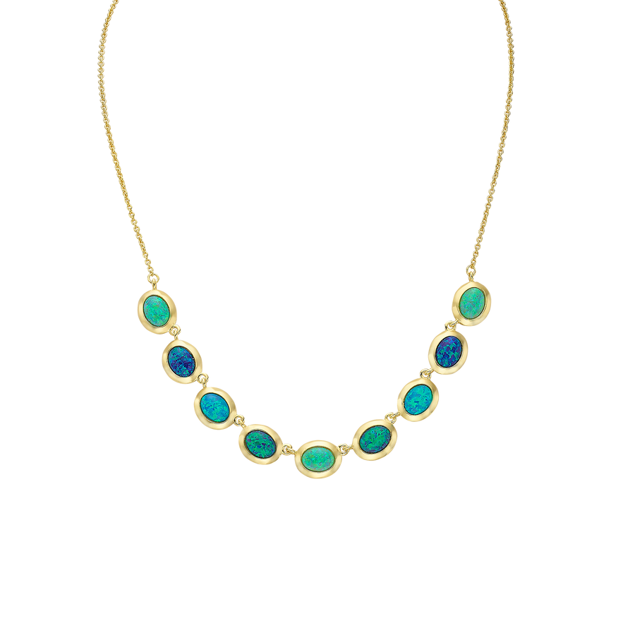 18K/24K Gold Plated Necklace with Mixed Synthetic Opal - Mare