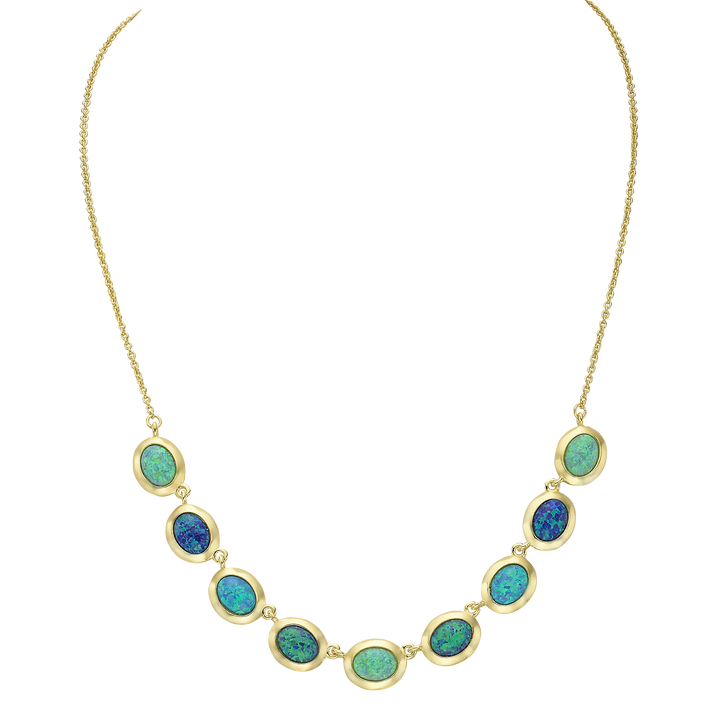 18K\24K gold plated necklace with a mix of synthetic opal stones Mare 