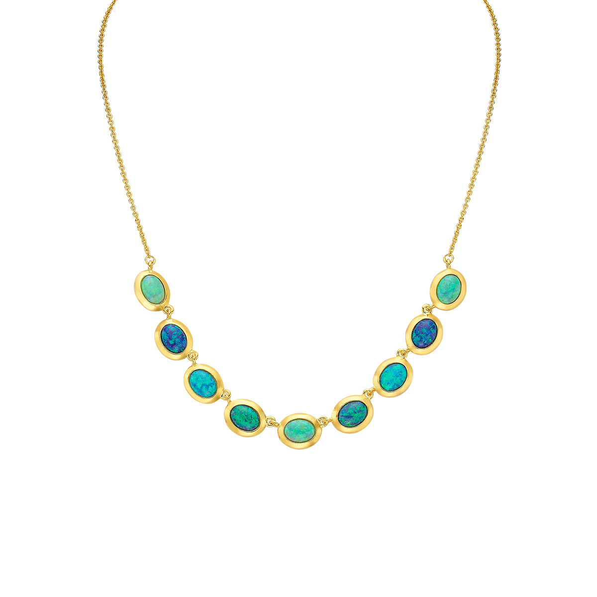18K/24K Gold Plated Necklace with Mixed Synthetic Opal - Mare - 7