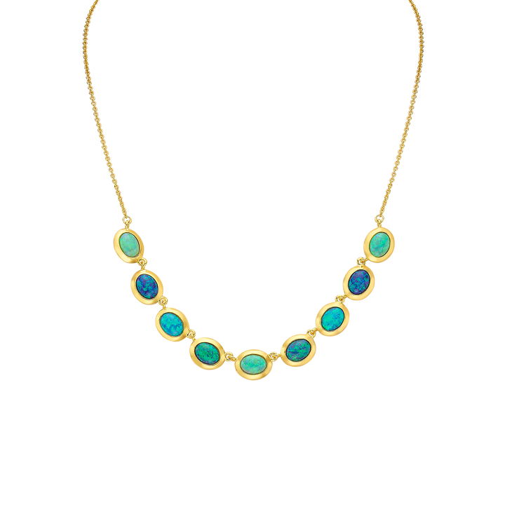18K/24K Gold Plated Necklace with Mixed Synthetic Opal - Mare - 7
