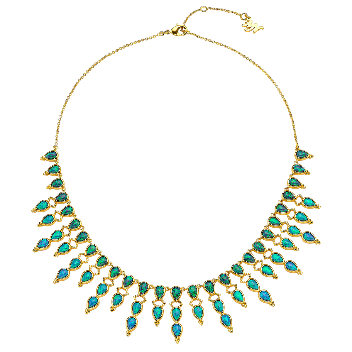 18K/24K Gold Plated Necklace with Sky Blue Drop Synthetic Opal - Mare - 10
