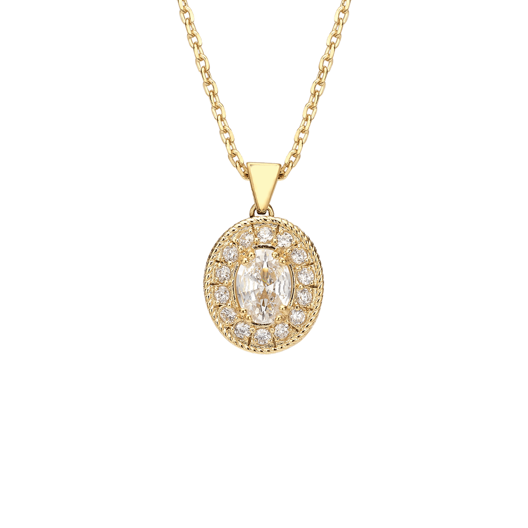 18K Gold Plated Necklace with Clear Zirconia - Nobel