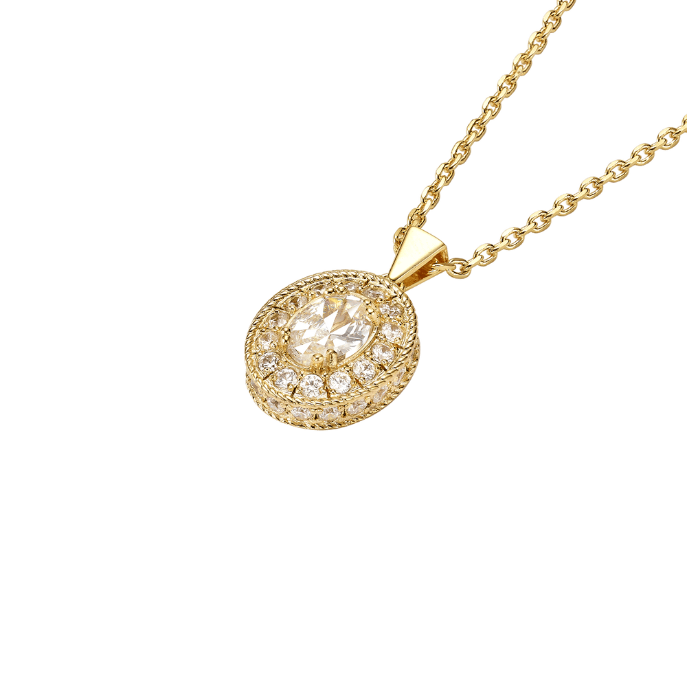 18K Gold Plated Necklace with Clear Zirconia - Nobel - 2