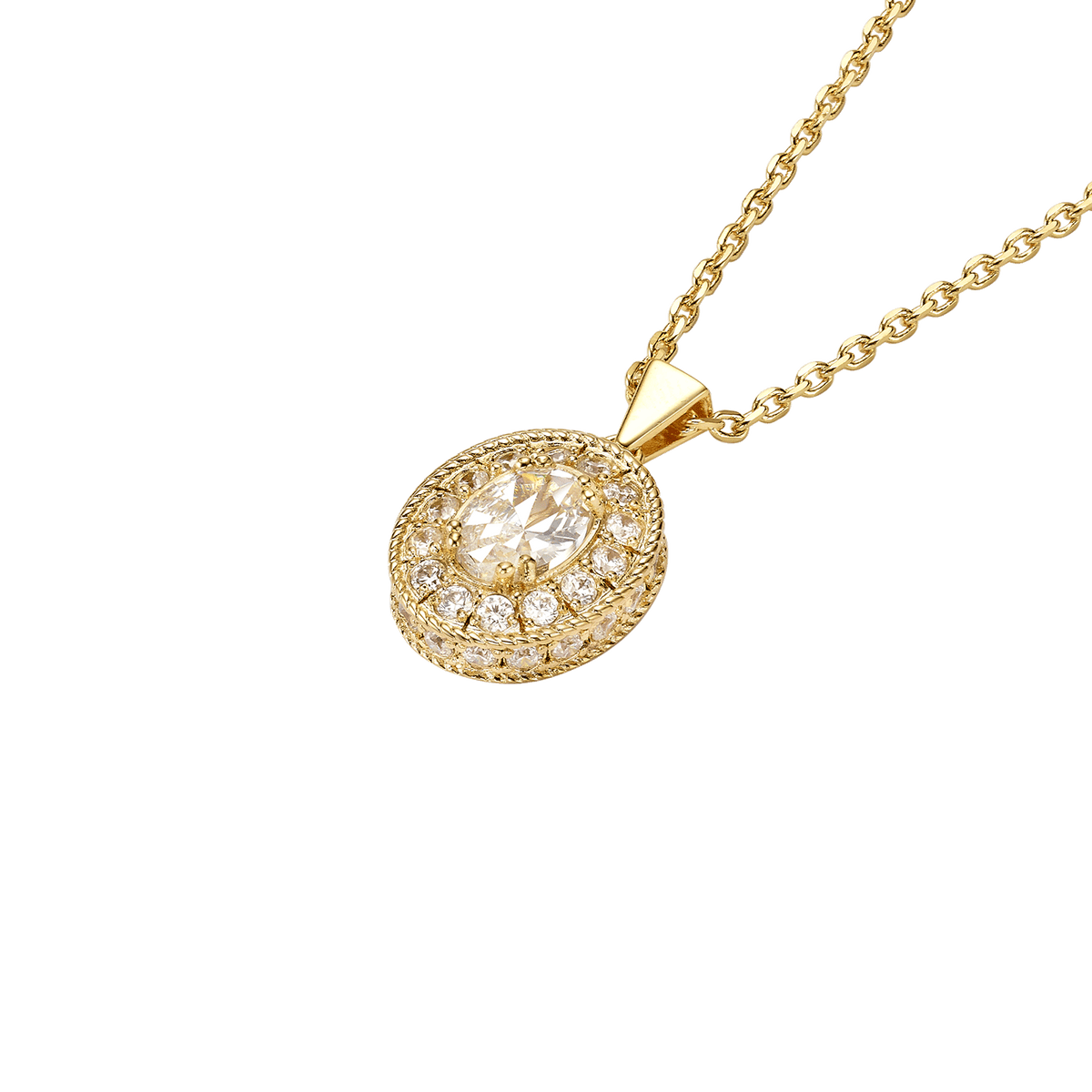 18K Gold Plated Necklace with Clear Zirconia - Nobel - 2