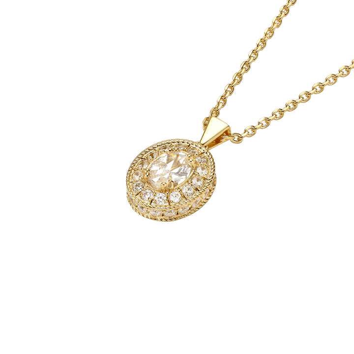 18K Gold Plated Necklace with Clear Zirconia - Nobel - 2
