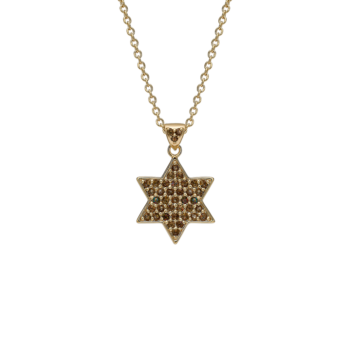 18k plated Star of David necklace with medium vitreous inlay
