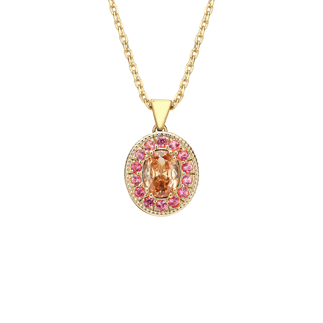 18K Gold Plated Necklace with Champagne Zirconia - Nobel