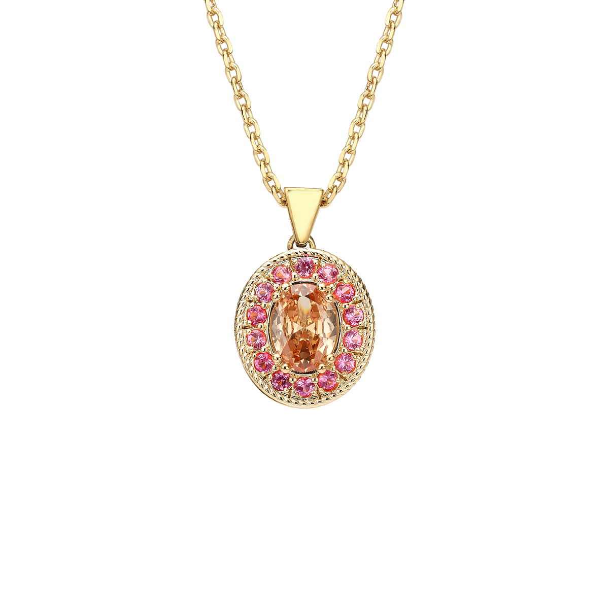 18K Gold Plated Necklace with Champagne Zirconia - Nobel