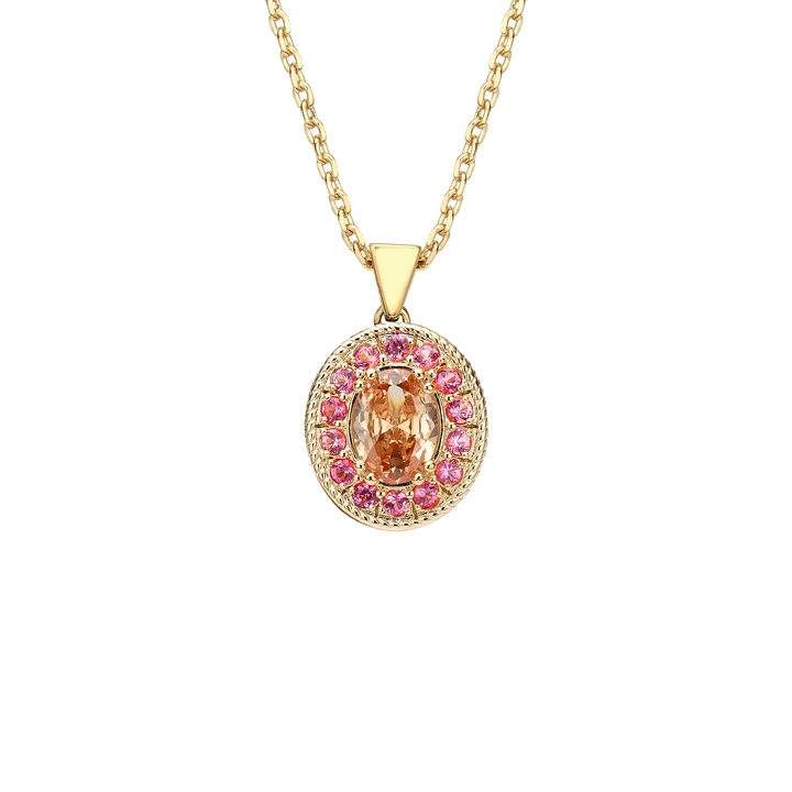 18K Gold Plated Necklace with Champagne Zirconia - Nobel