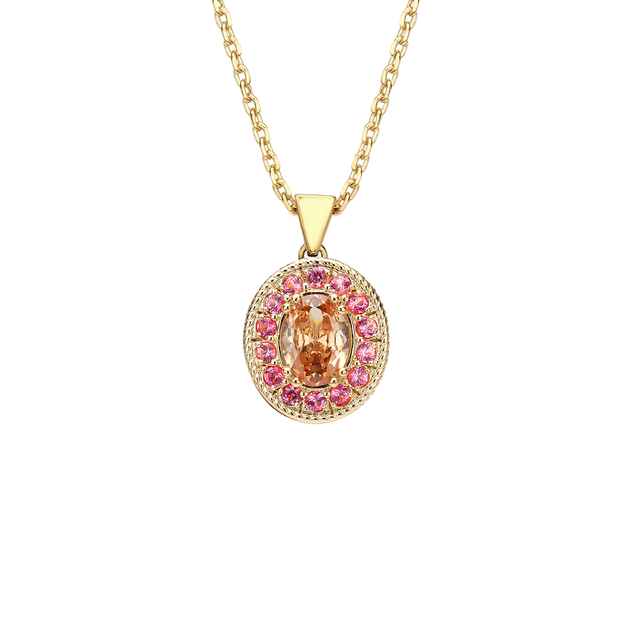 18K Gold Plated Necklace with Champagne Zirconia - Nobel