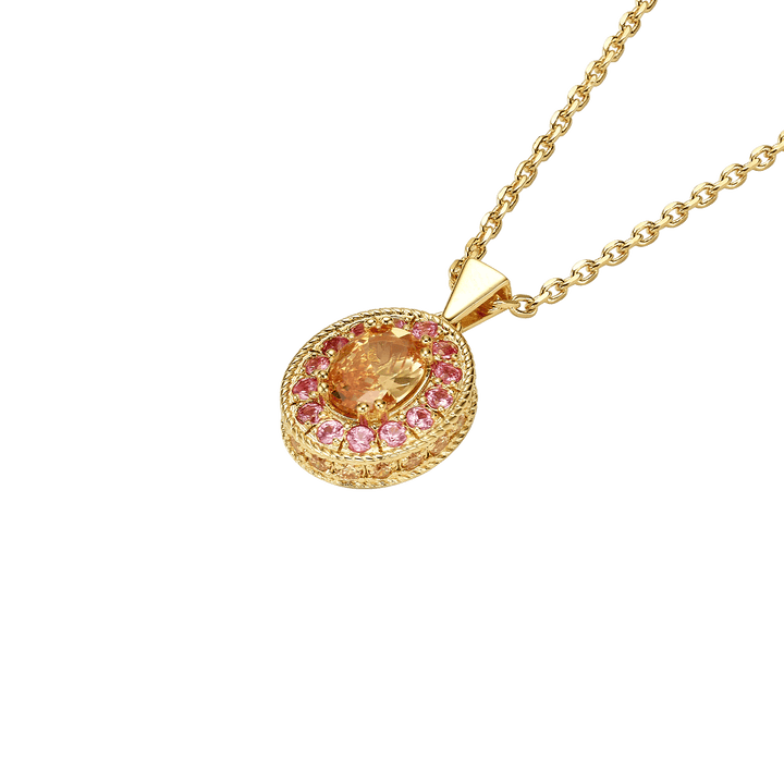 18K Gold Plated Necklace with Champagne Zirconia - Nobel - 2