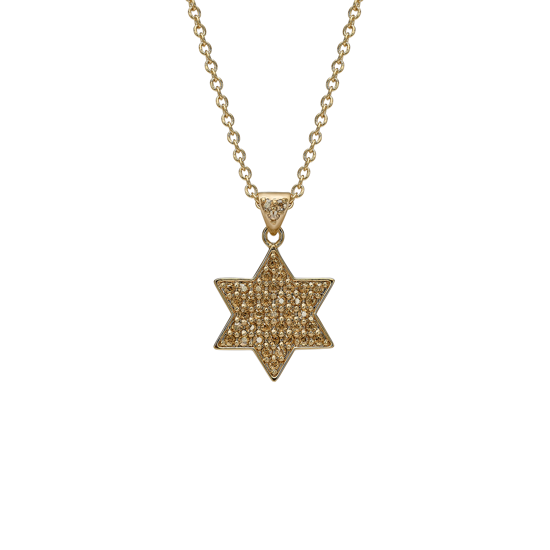 18K Gold Plated Star of David Necklace with Zirconia Stones