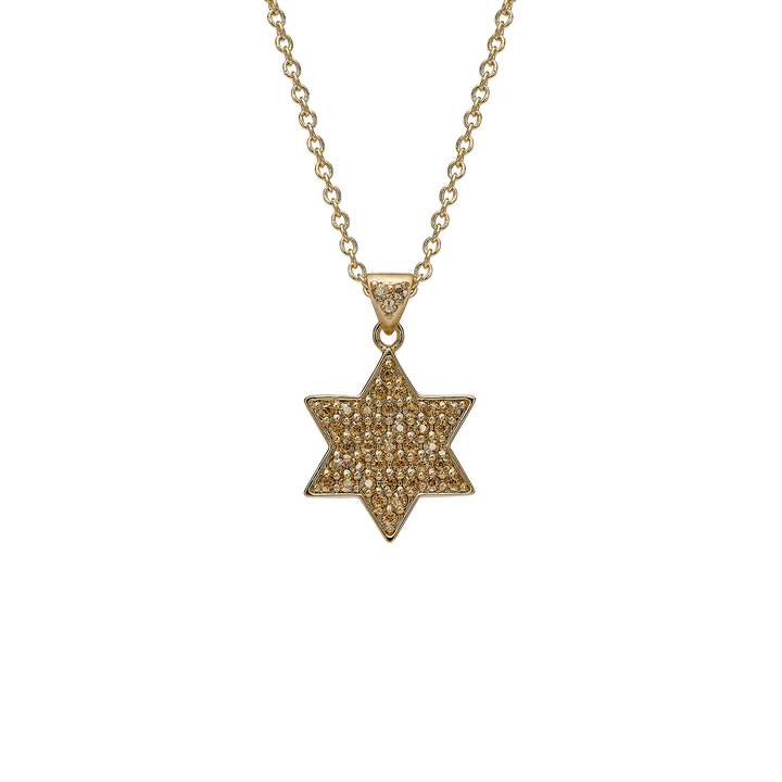 18K Gold Plated Star of David Necklace with Zirconia Stones