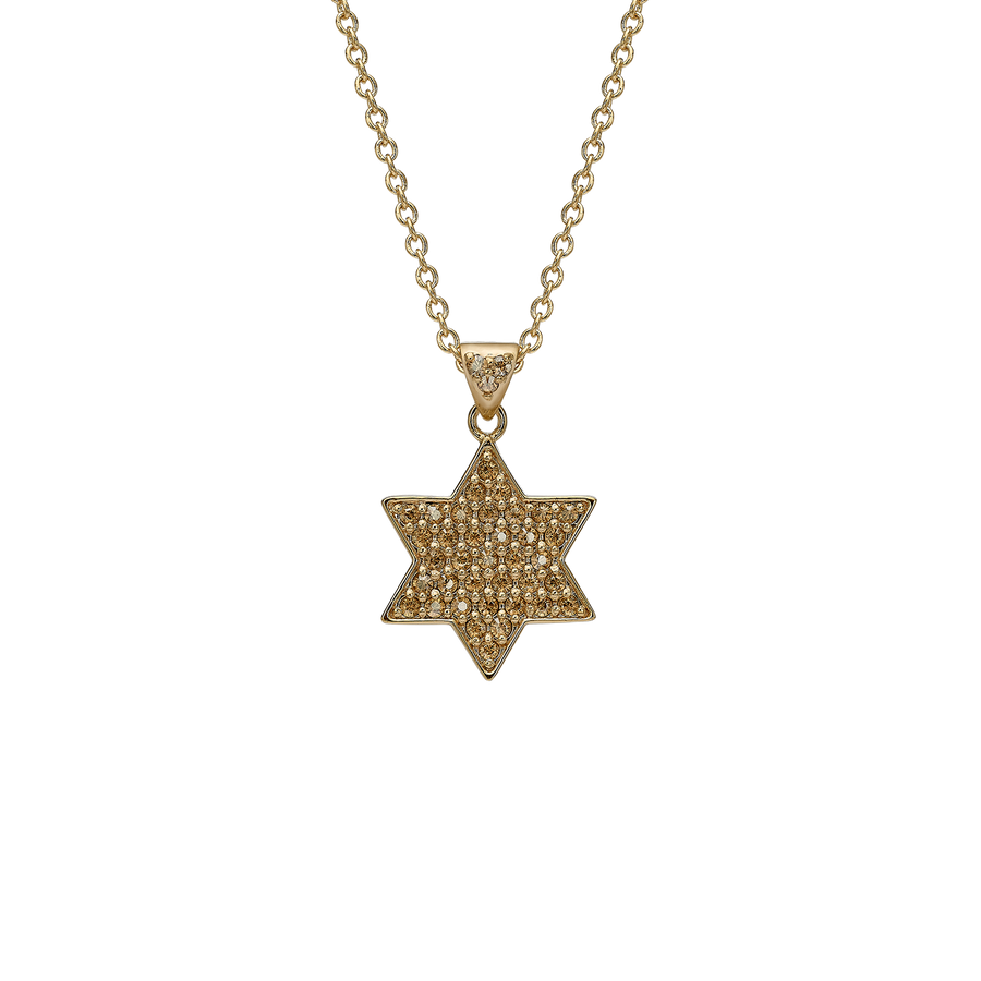 18K Gold Plated Star of David Necklace with Zirconia Stones