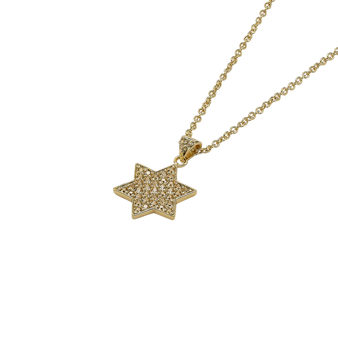 18K Gold Plated Star of David Necklace with Zirconia Stones - 4
