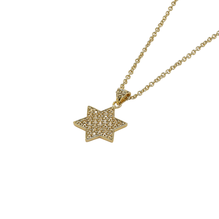 18K Gold Plated Star of David Necklace with Zirconia Stones - 4