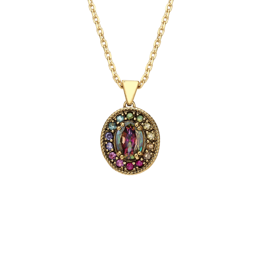 18K Gold Plated Necklace with Multicolor Zirconia - Nobel