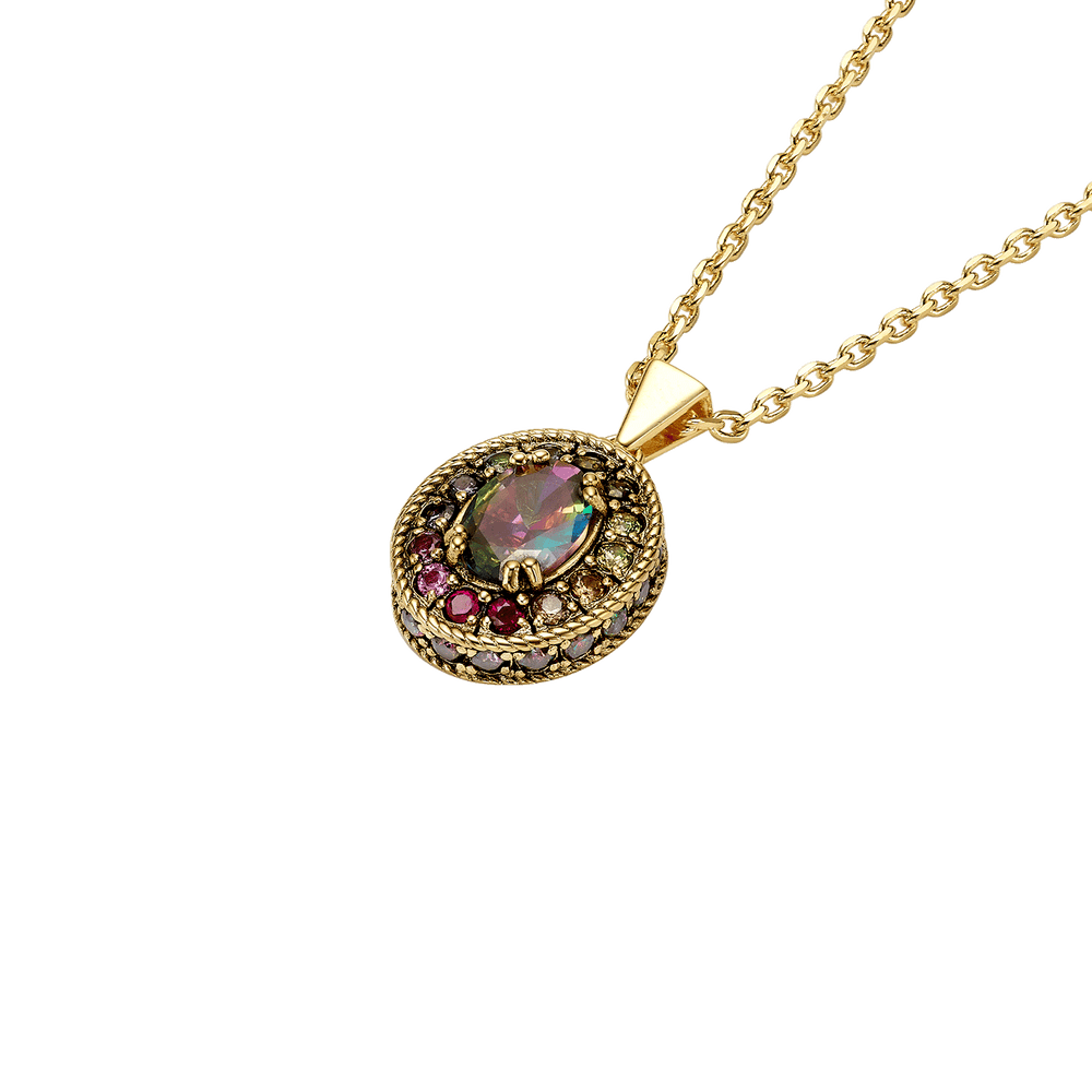 18K Gold Plated Necklace with Multicolor Zirconia - Nobel - 2