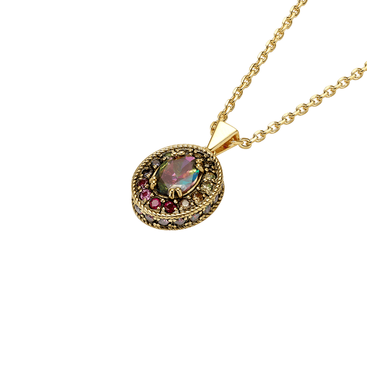 18K Gold Plated Necklace with Multicolor Zirconia - Nobel - 2